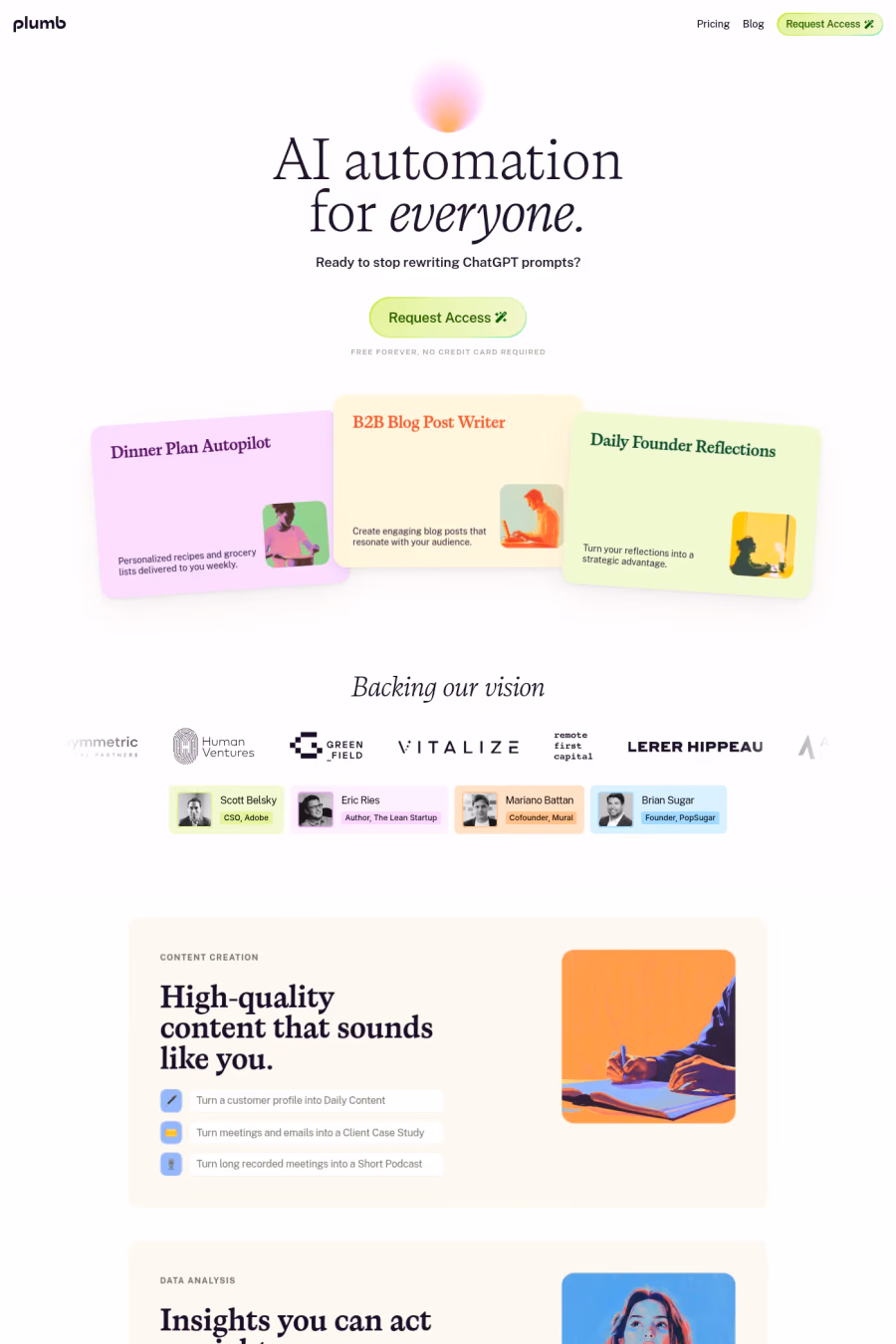 Plumb website screenshot