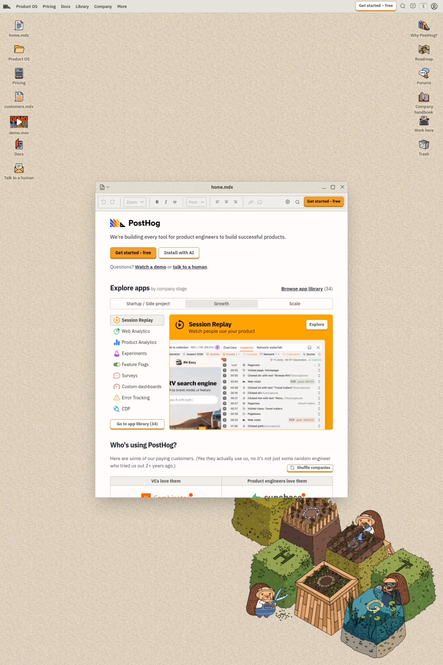 PostHog website screenshot