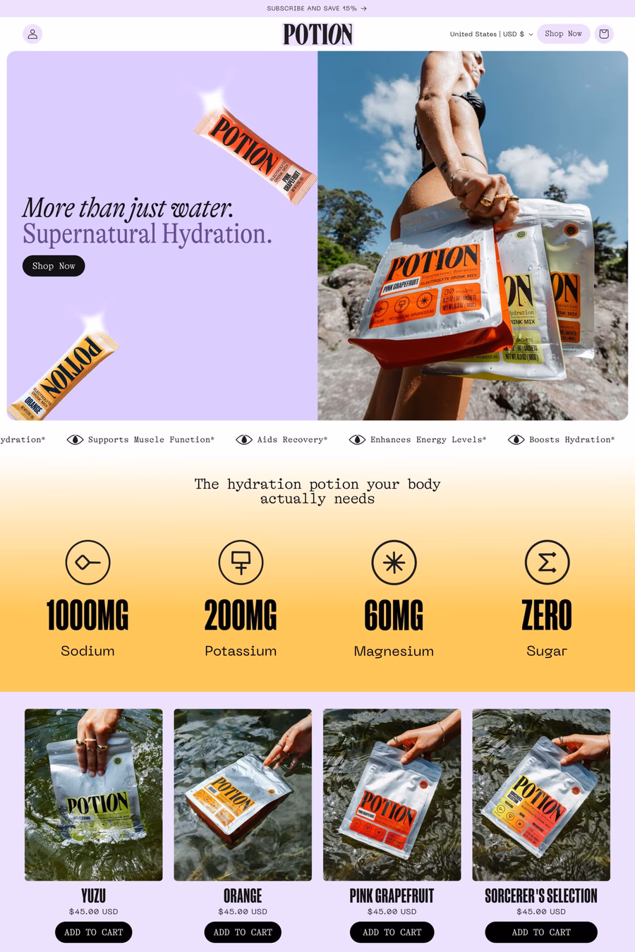 Potion website screenshot