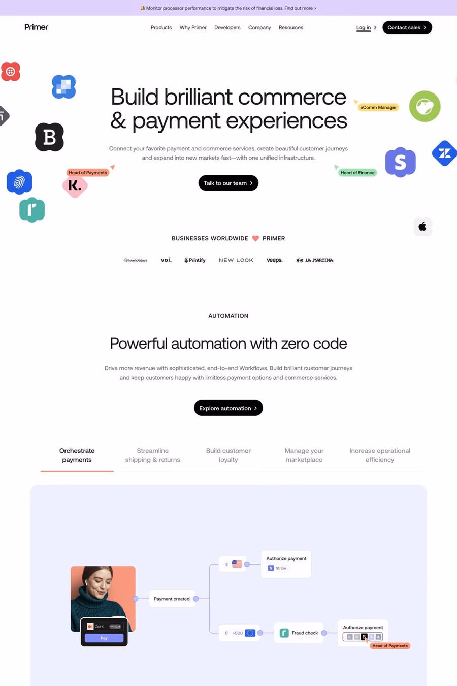 Primer website screenshot