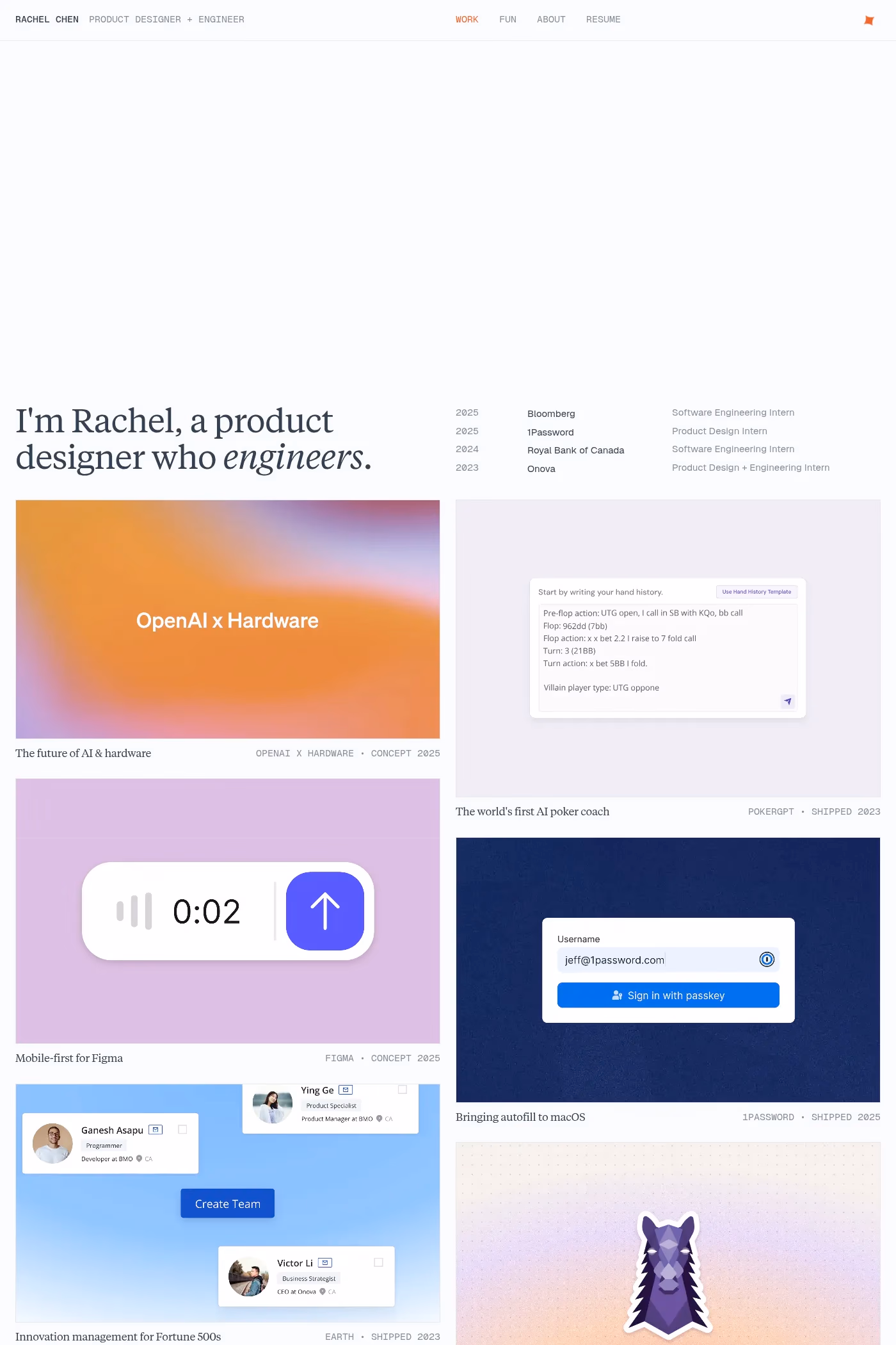 Rachel Chen website screenshot