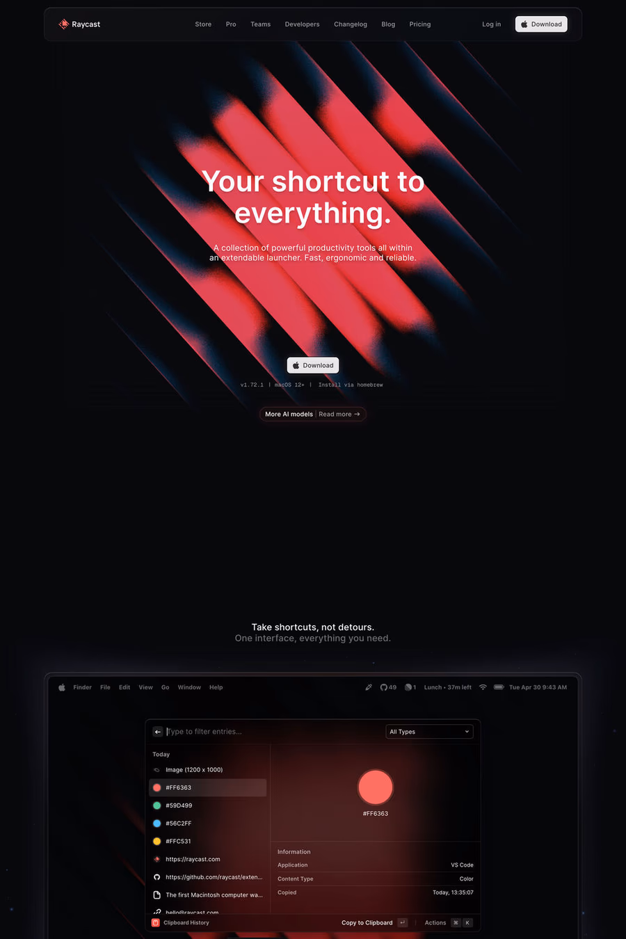 Raycast website screenshot