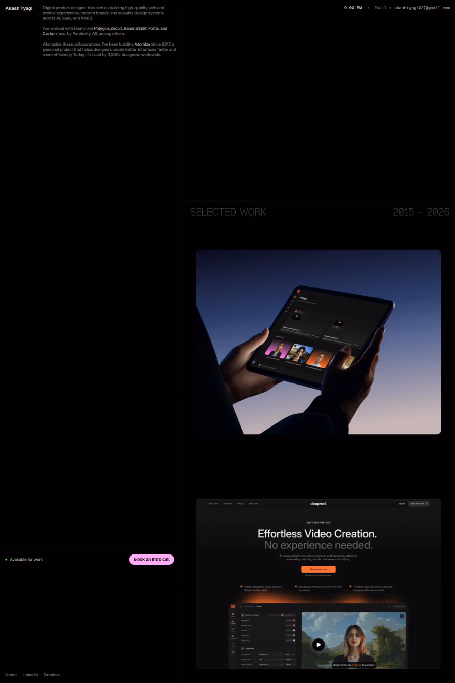 Akash Tyagi website screenshot