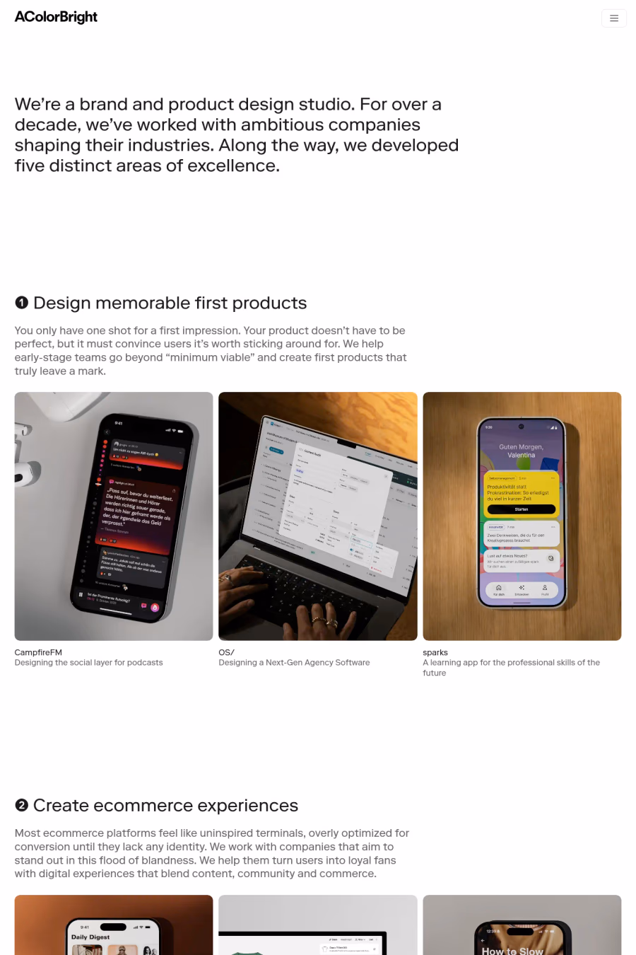 A Color Bright website screenshot