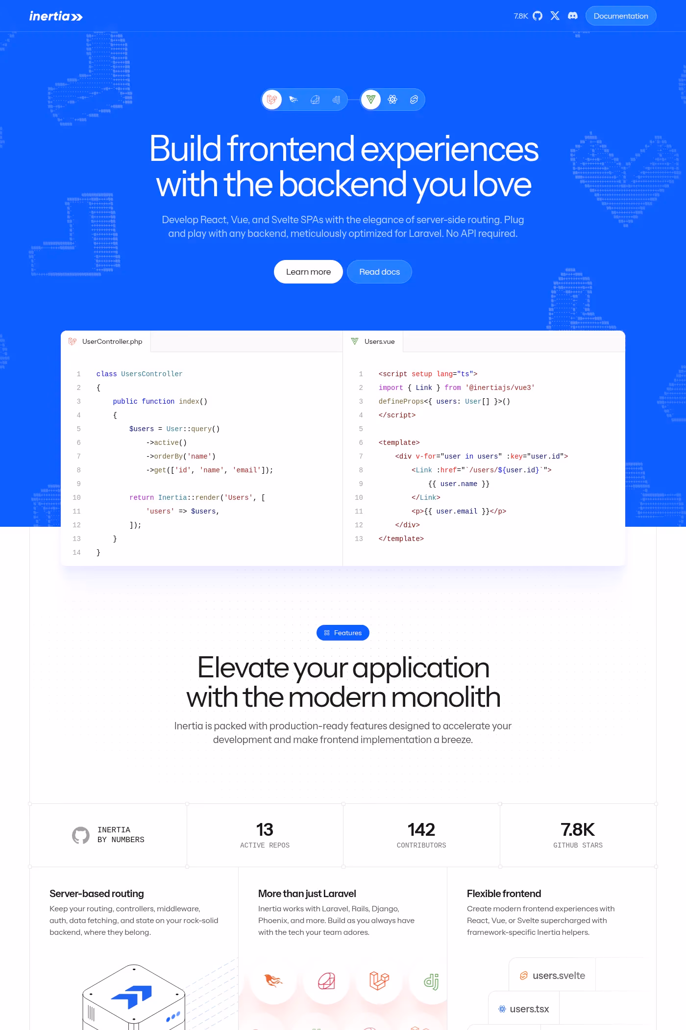 Inertia.js website screenshot