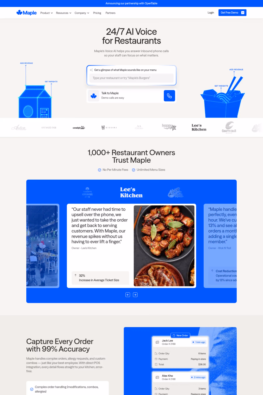 Maple website screenshot