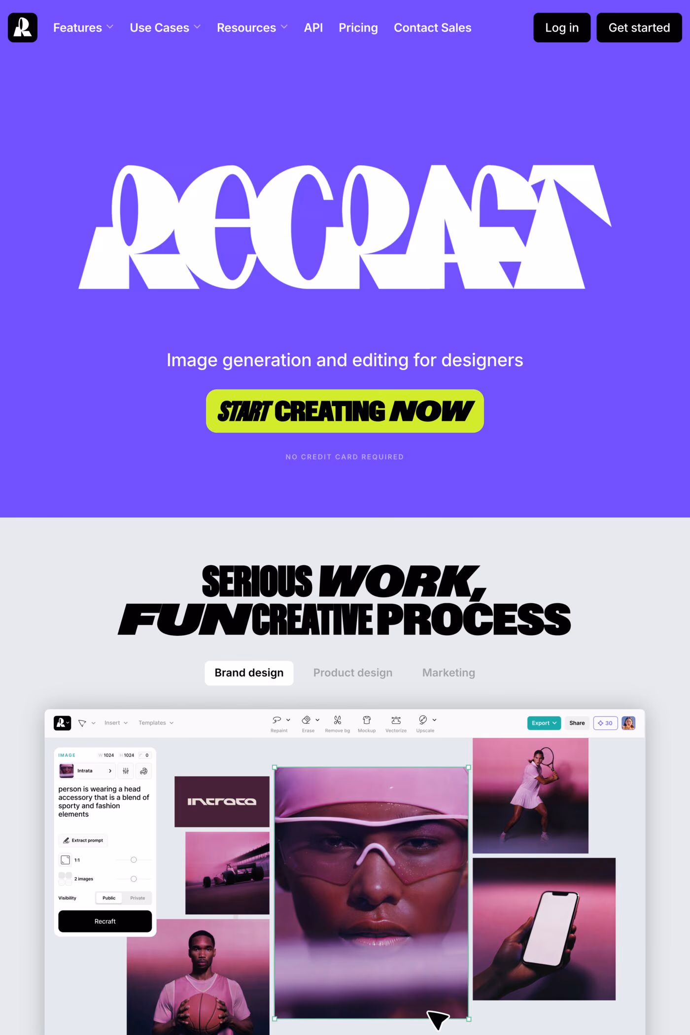 Recraft website screenshot