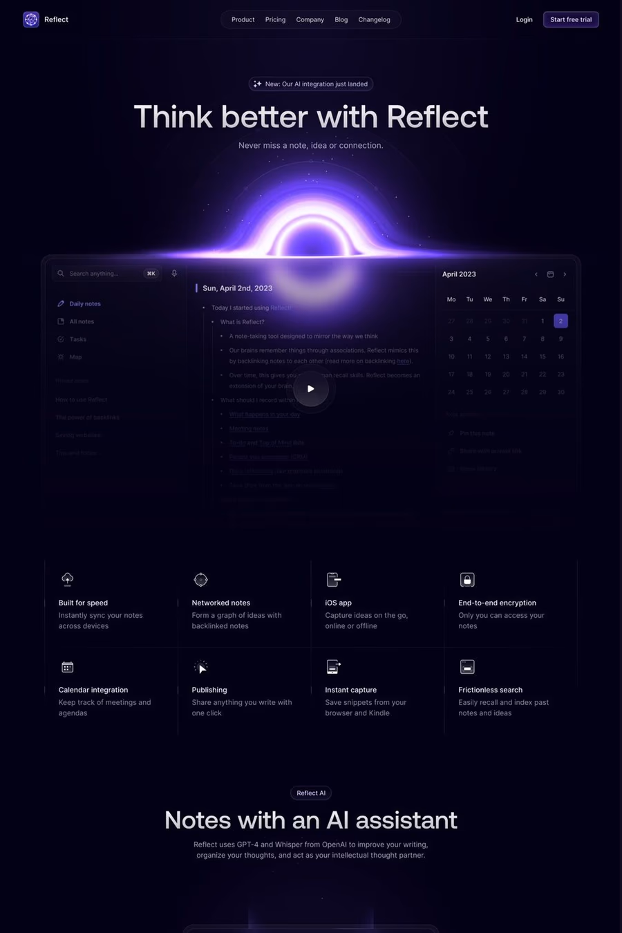 Reflect website screenshot
