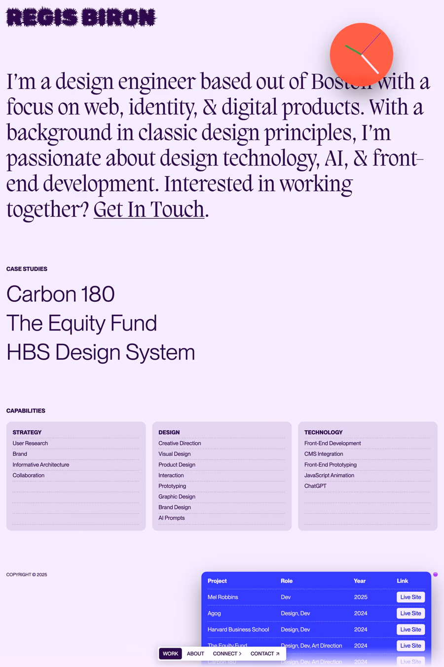 Regis Biron website screenshot