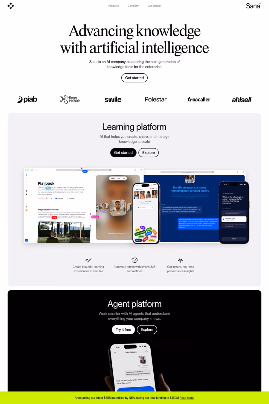 Sana website screenshot