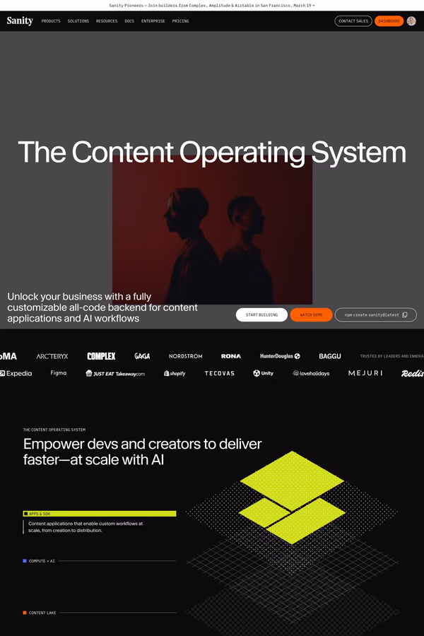 Sanity website screenshot