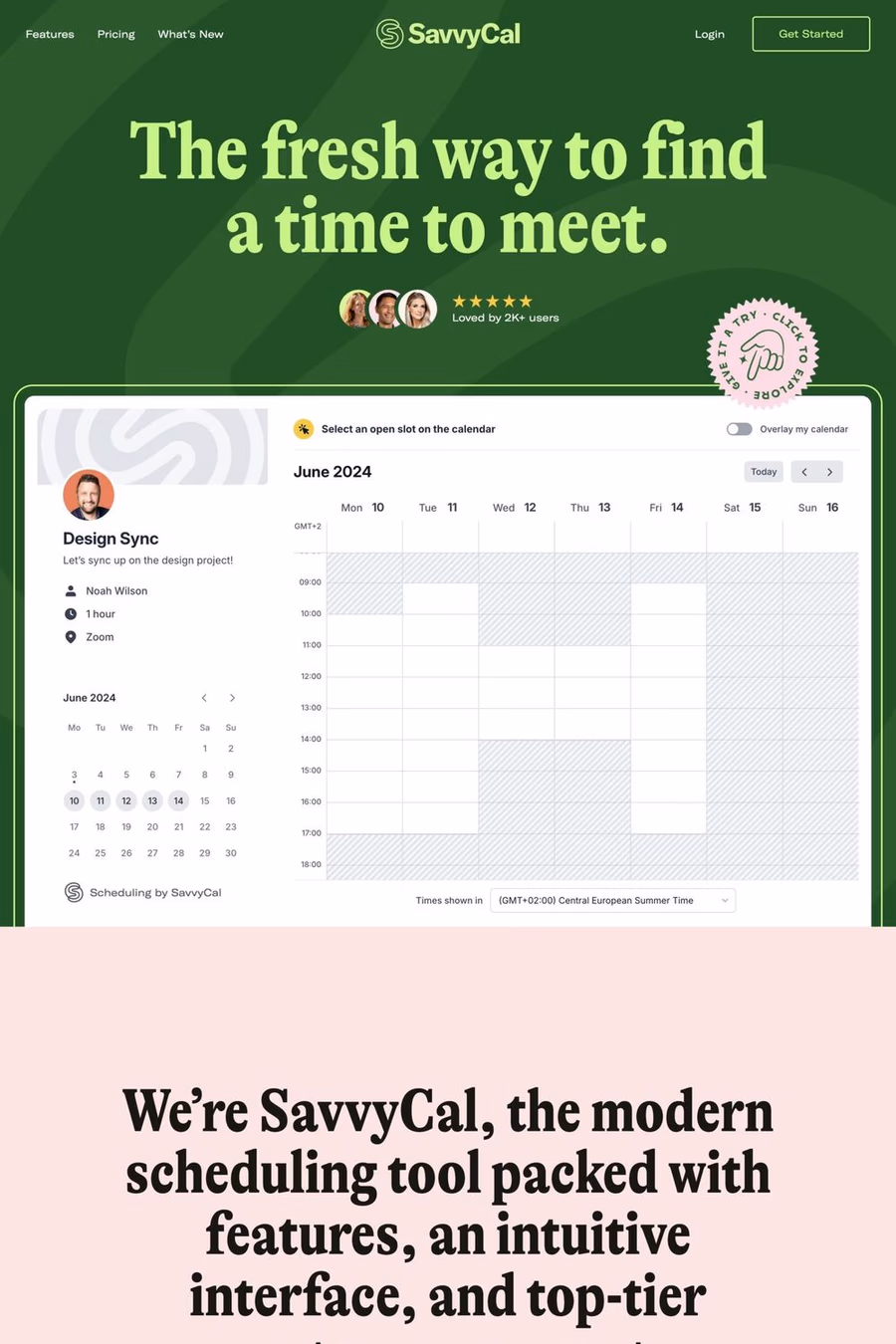 Savvy cal website screenshot