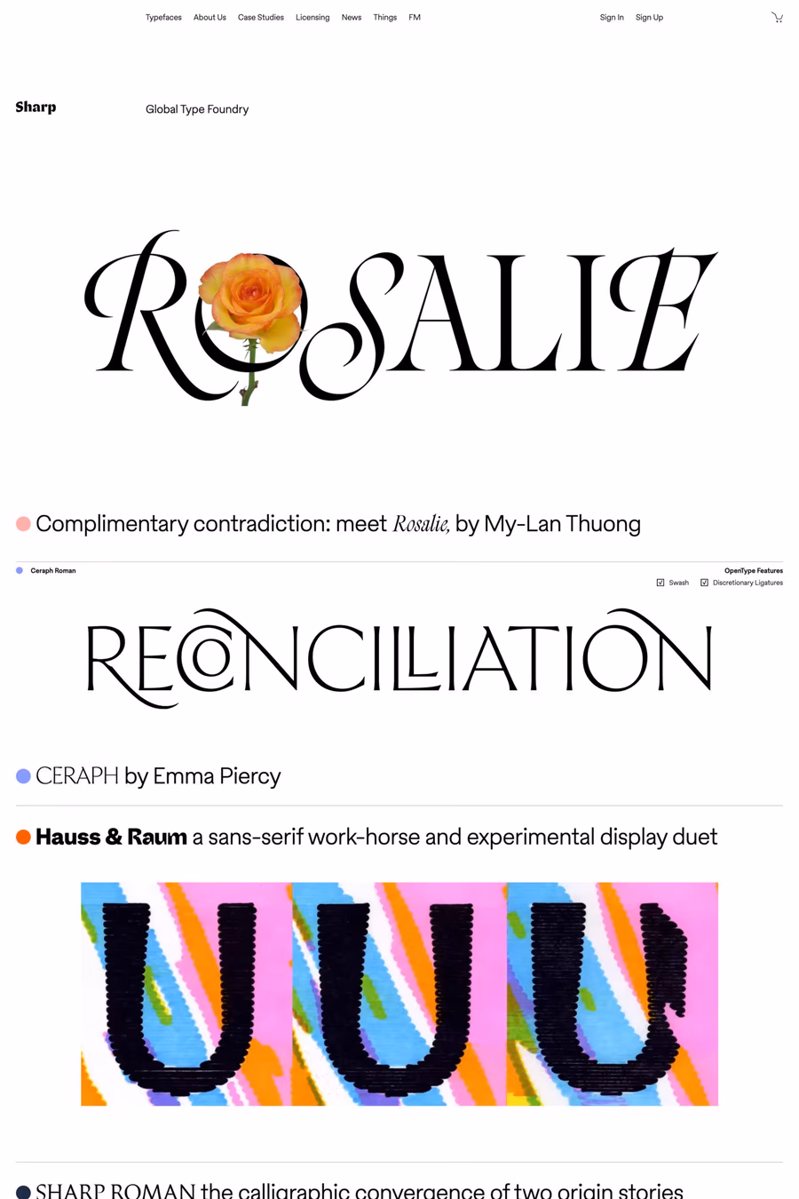 Sharp Type  website screenshot