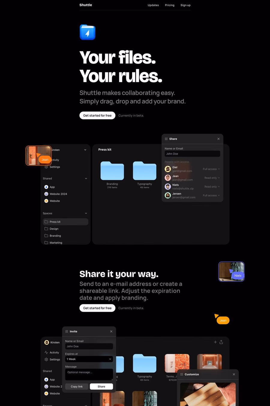 Shuttle website screenshot