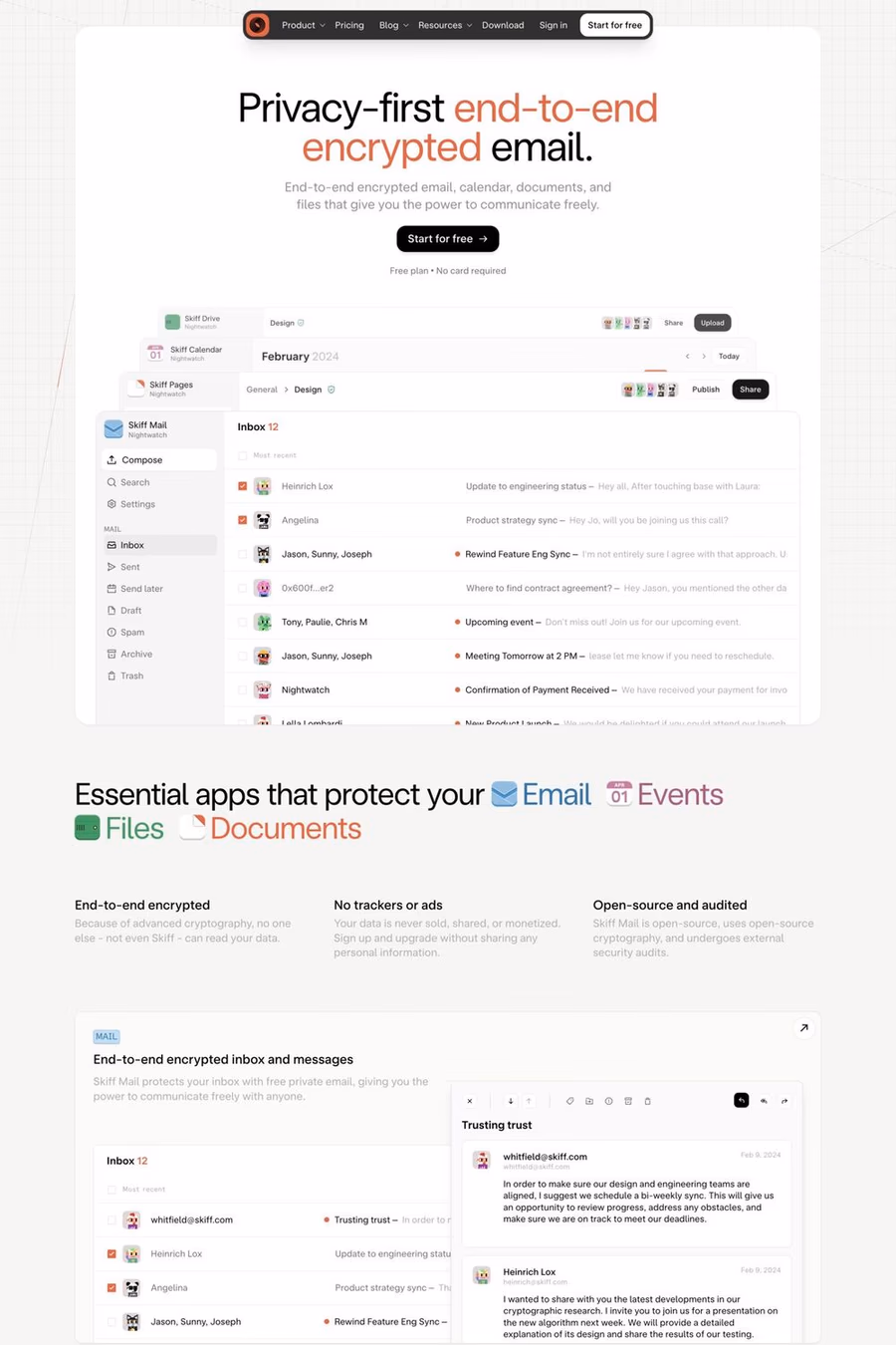 Skiff website screenshot