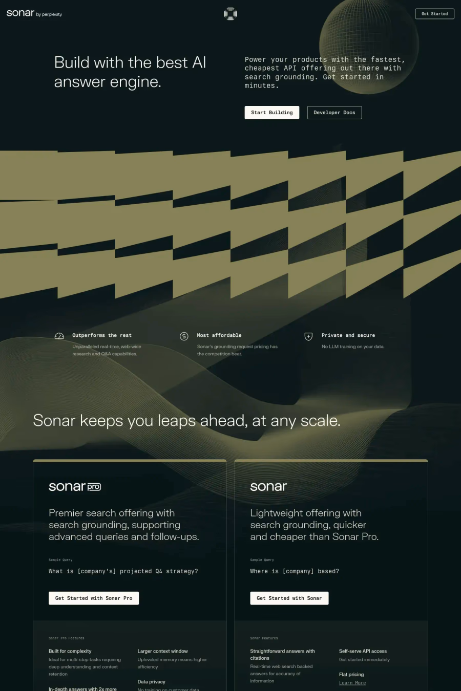 Sonar by Perplexity website screenshot