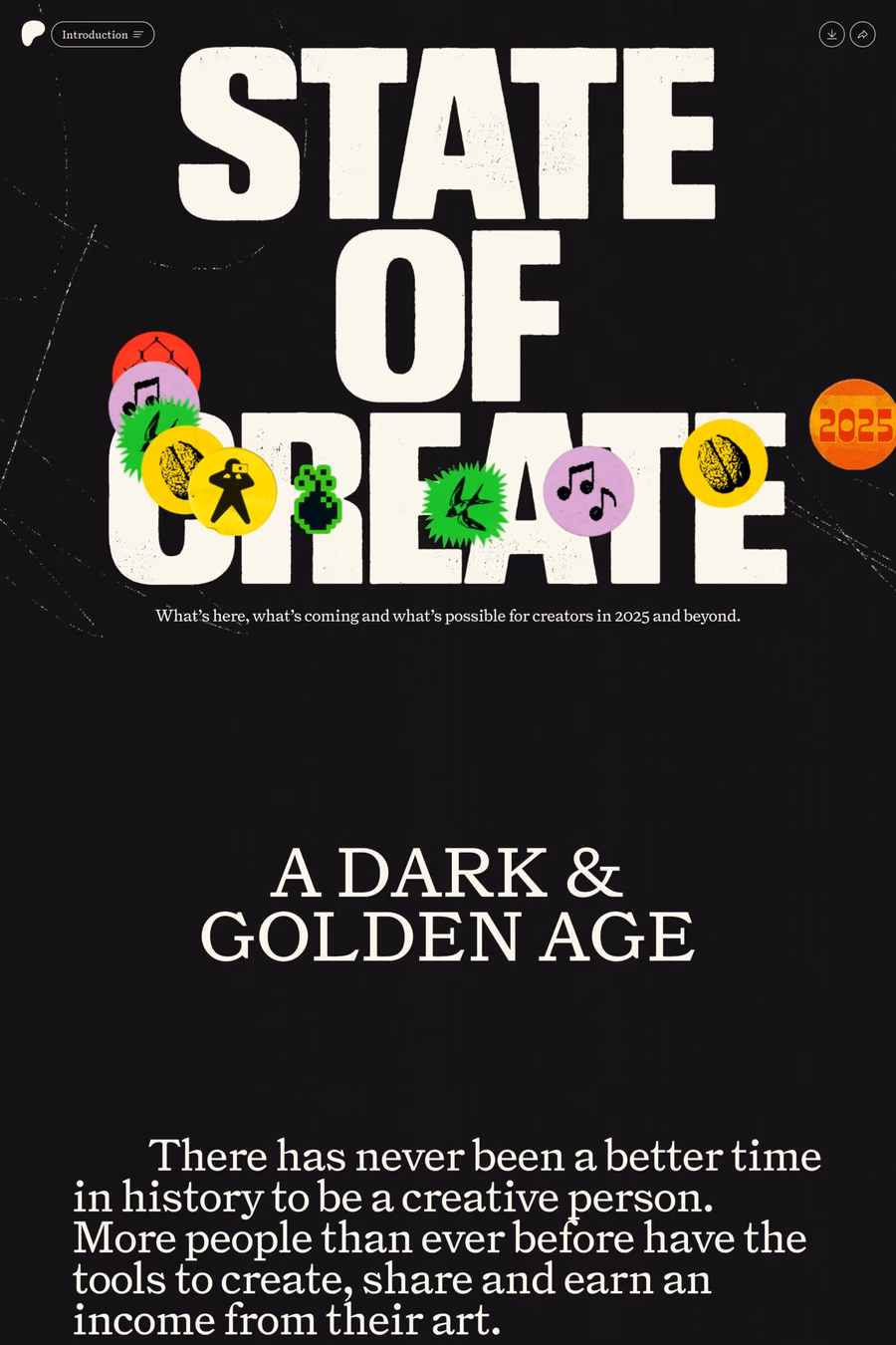 State of Create website screenshot