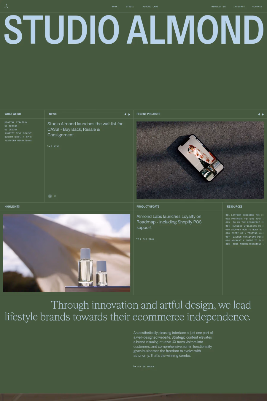 Studio Almond website screenshot