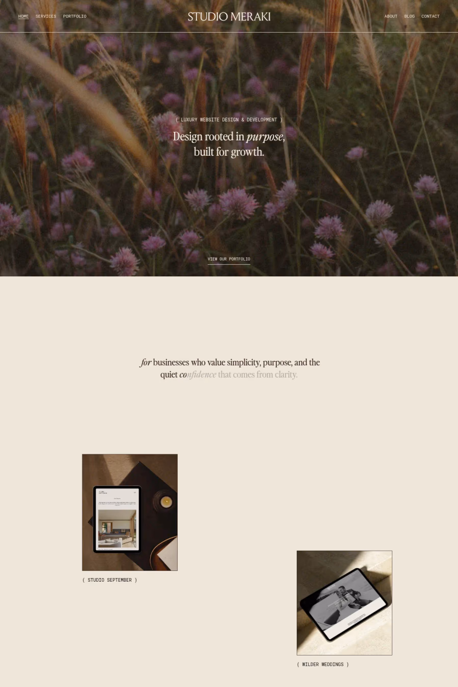 Studio Meraki website screenshot