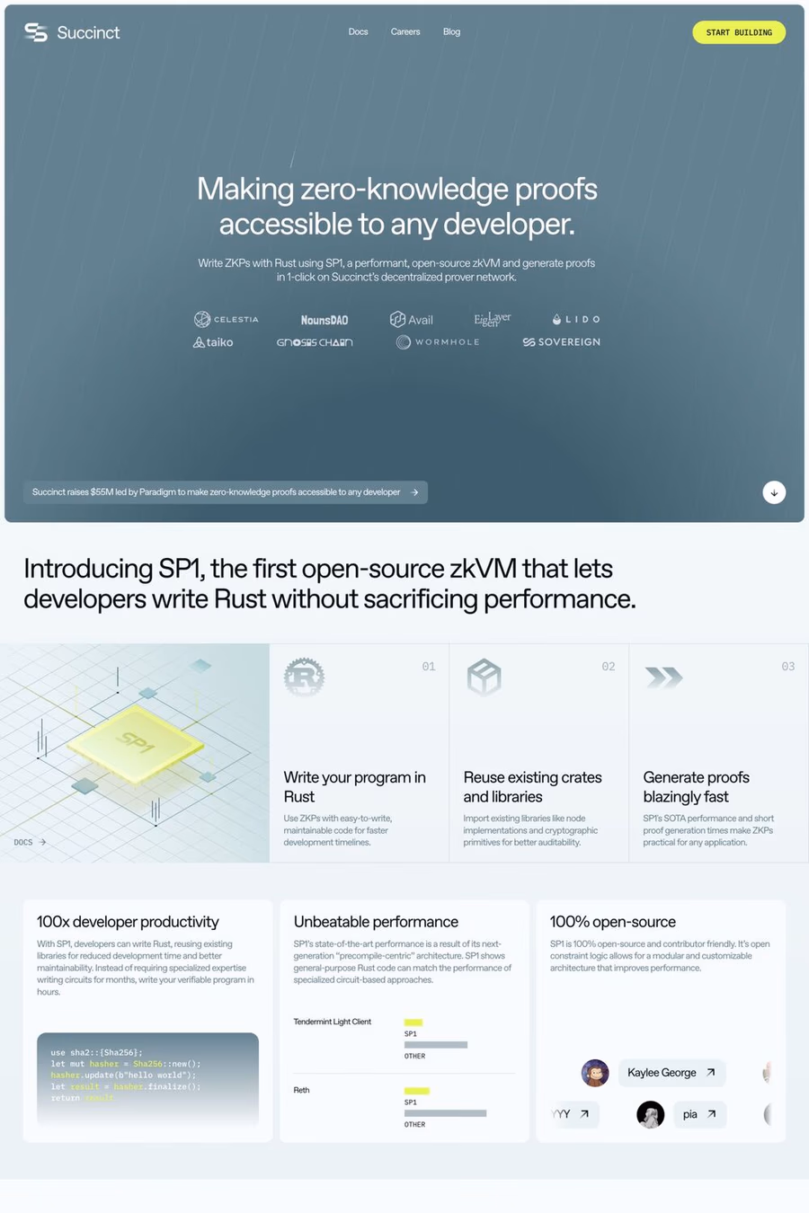 Succinct website screenshot