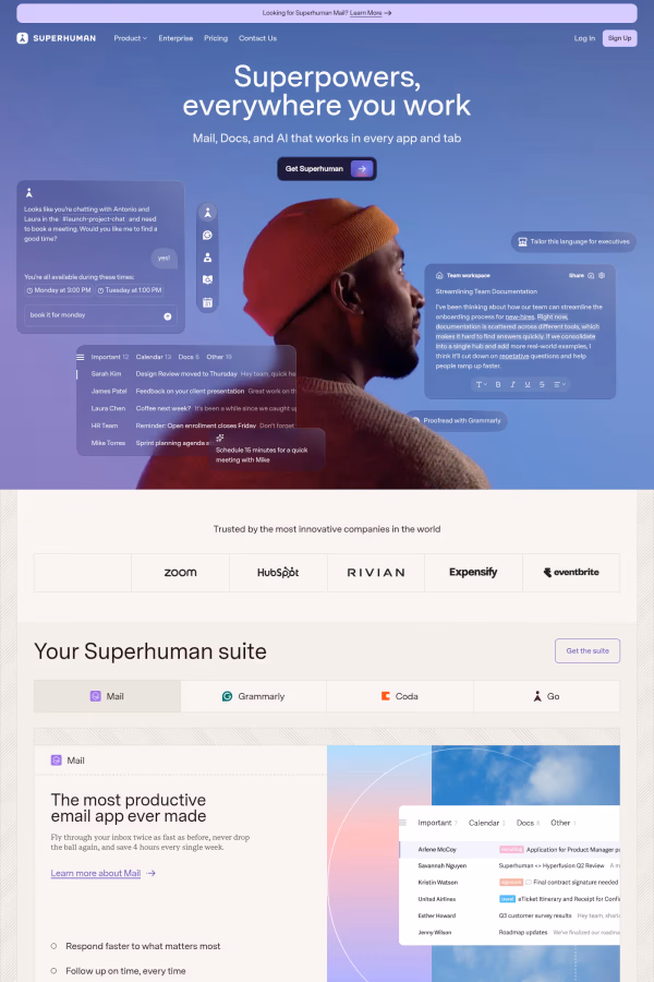 Superhuman website screenshot
