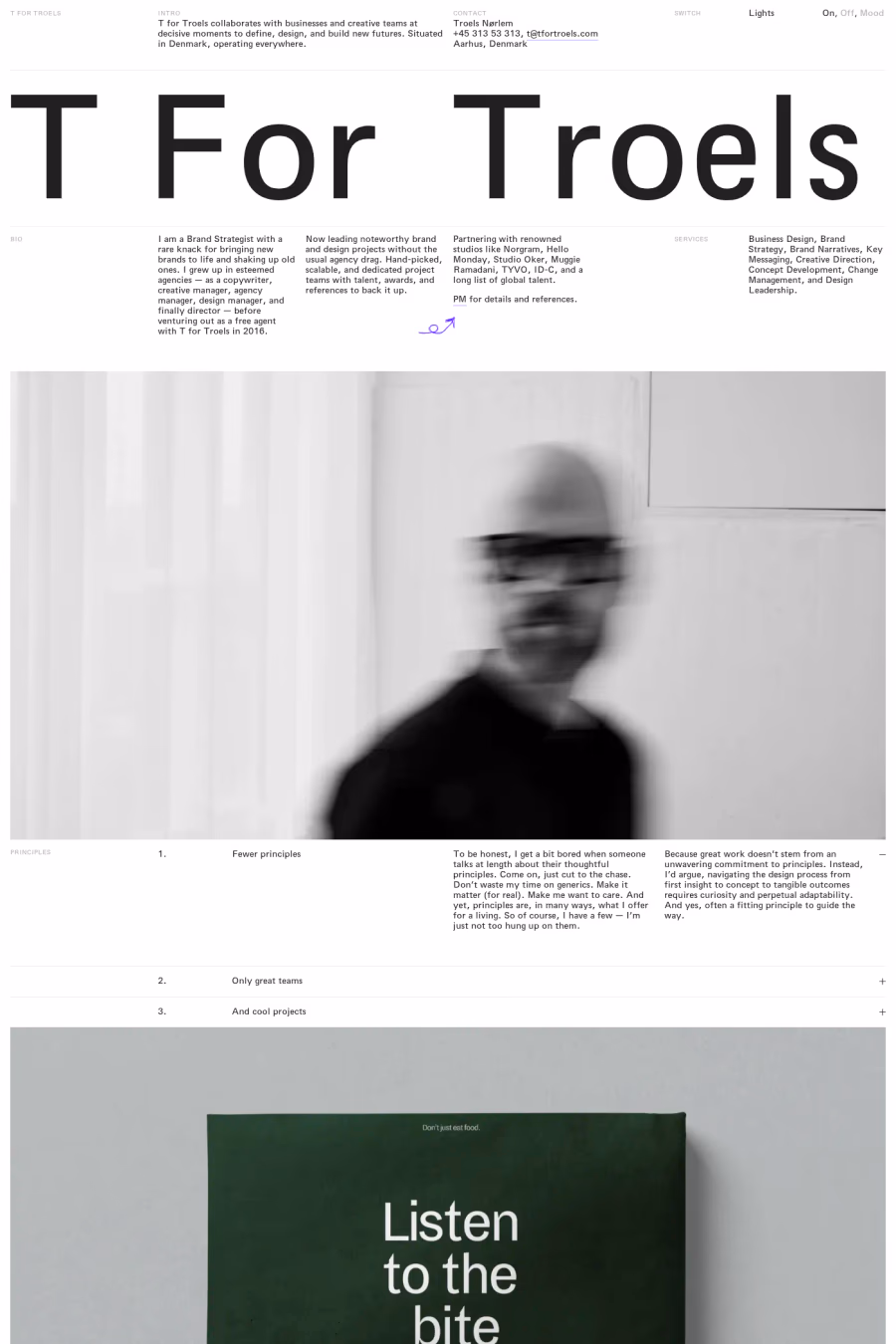 T for Troels website screenshot