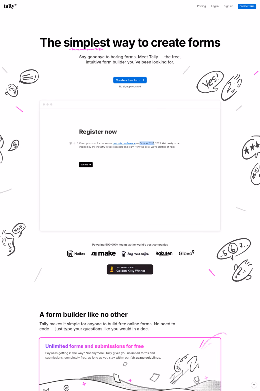 Tally website screenshot