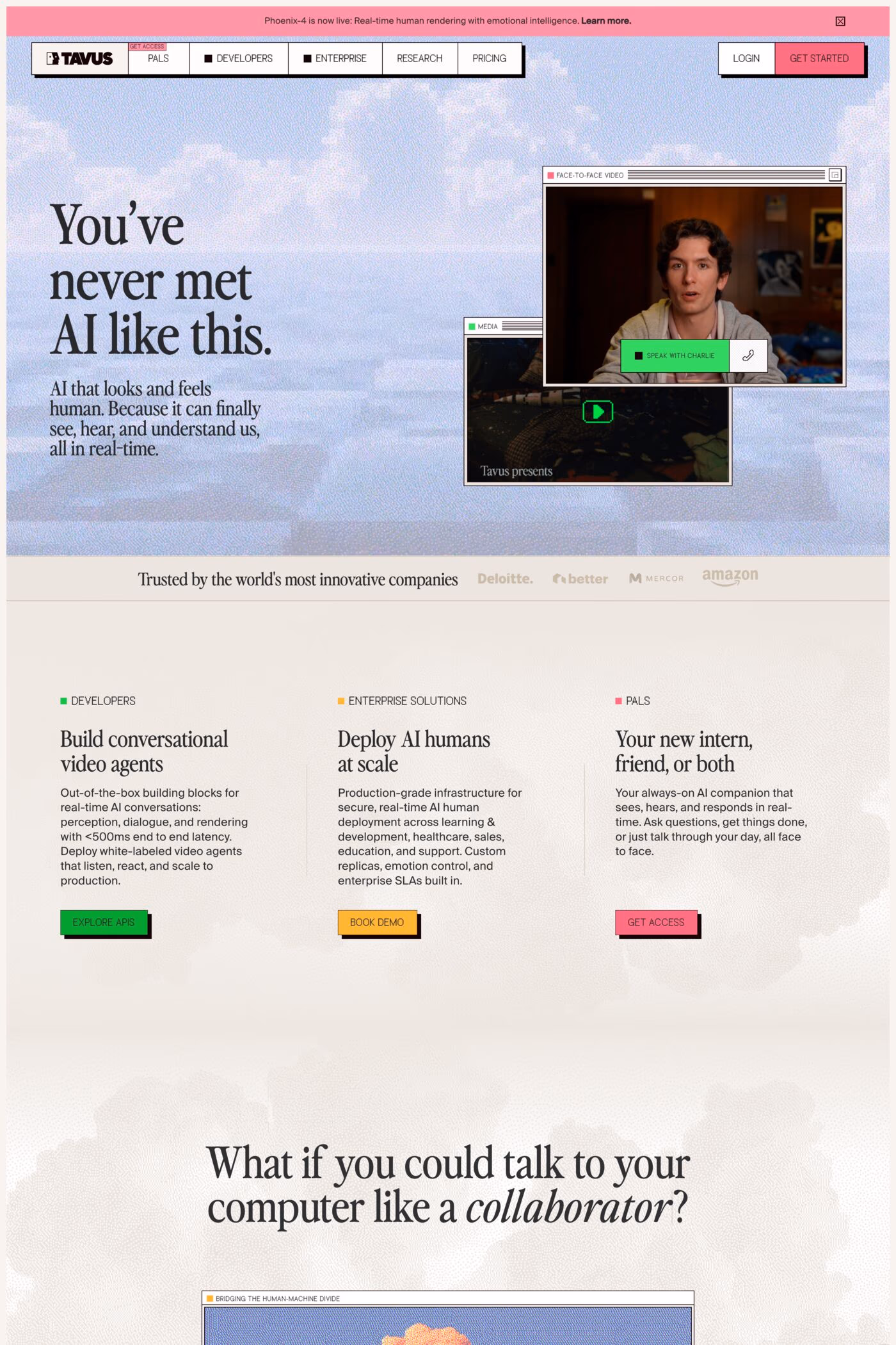 Tavus website screenshot