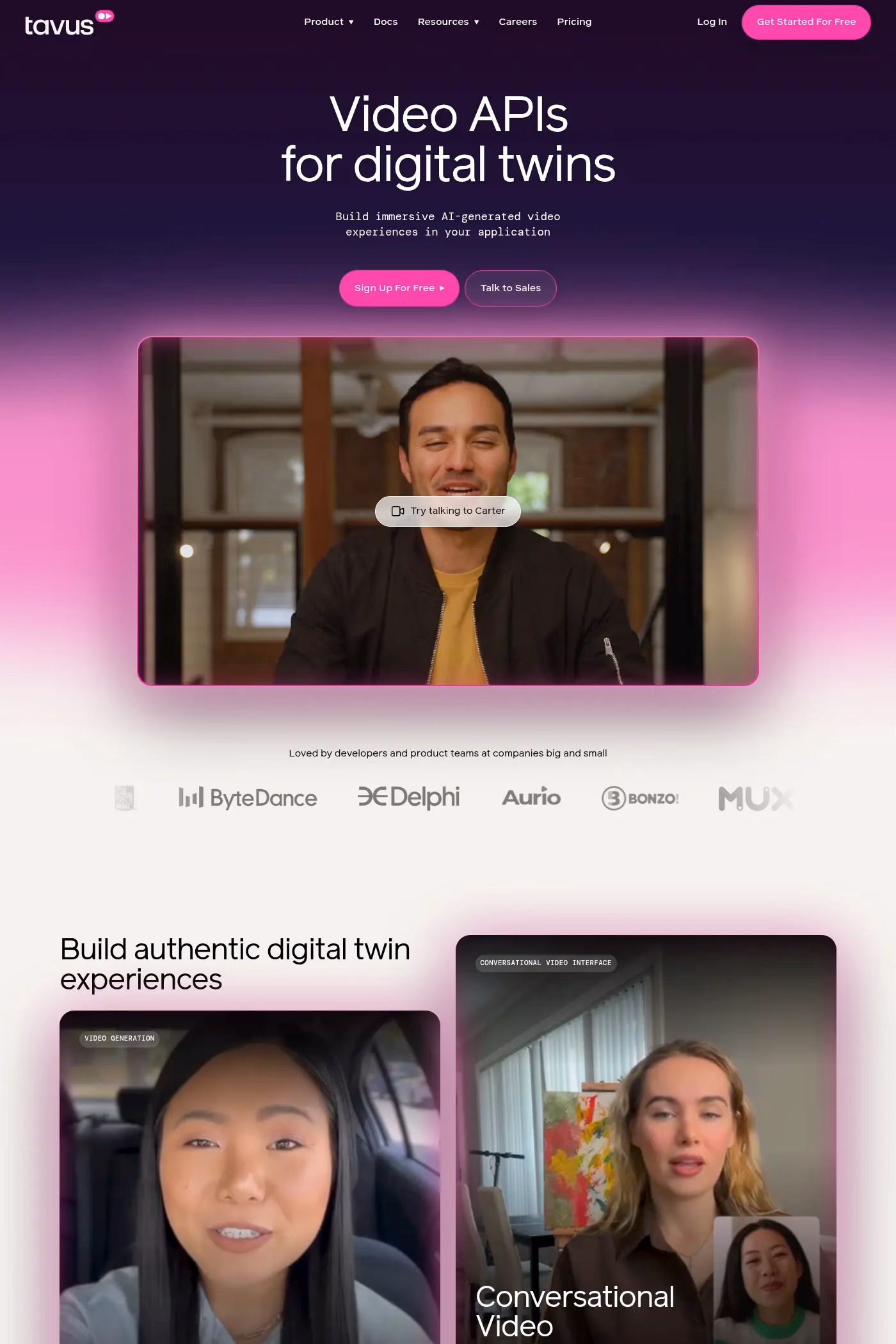 Tavus website screenshot