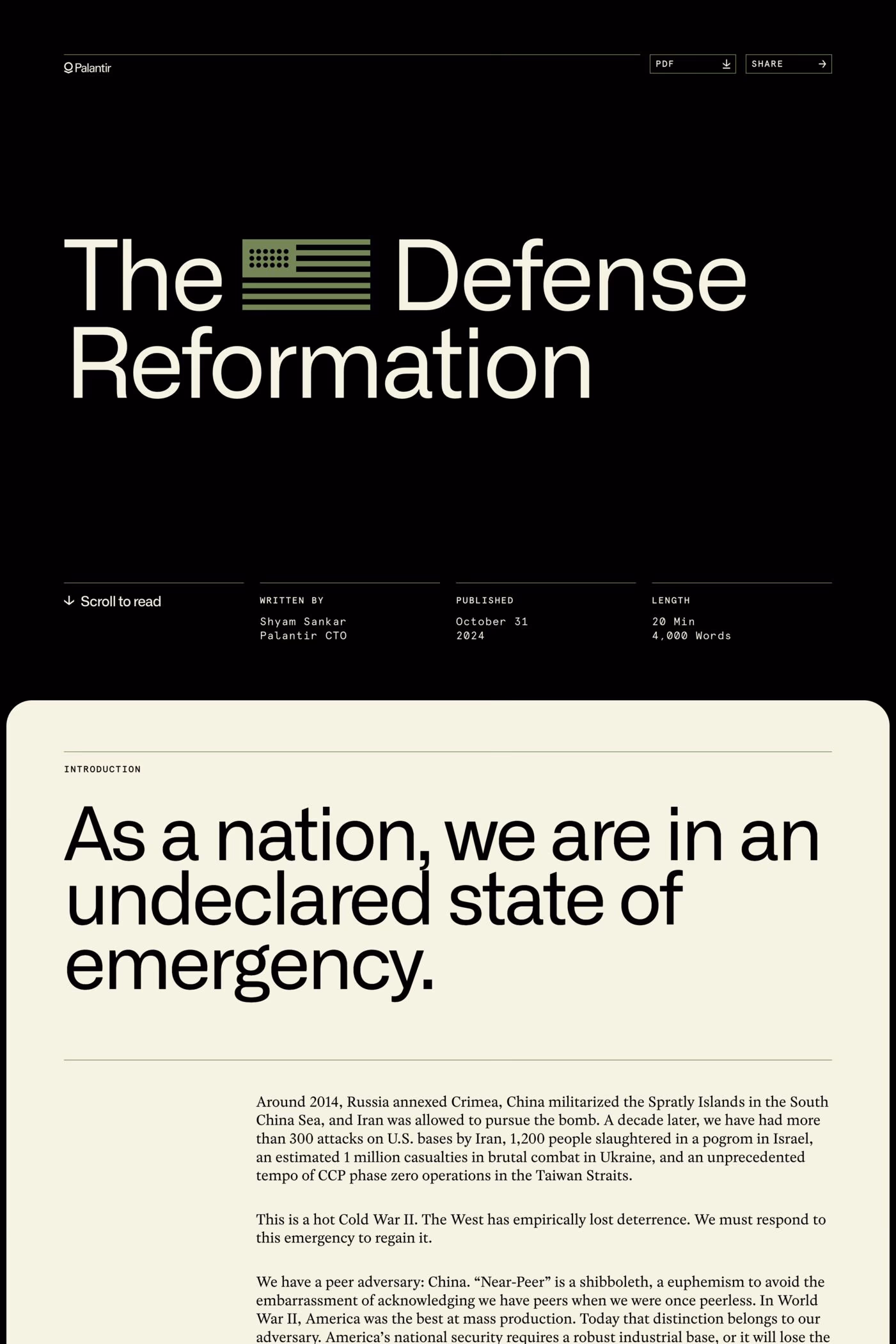 The Defense Reformation website screenshot