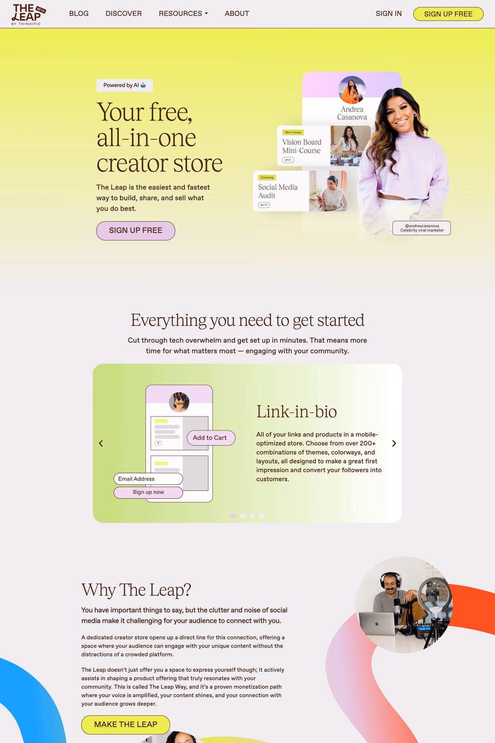 The Leap website screenshot