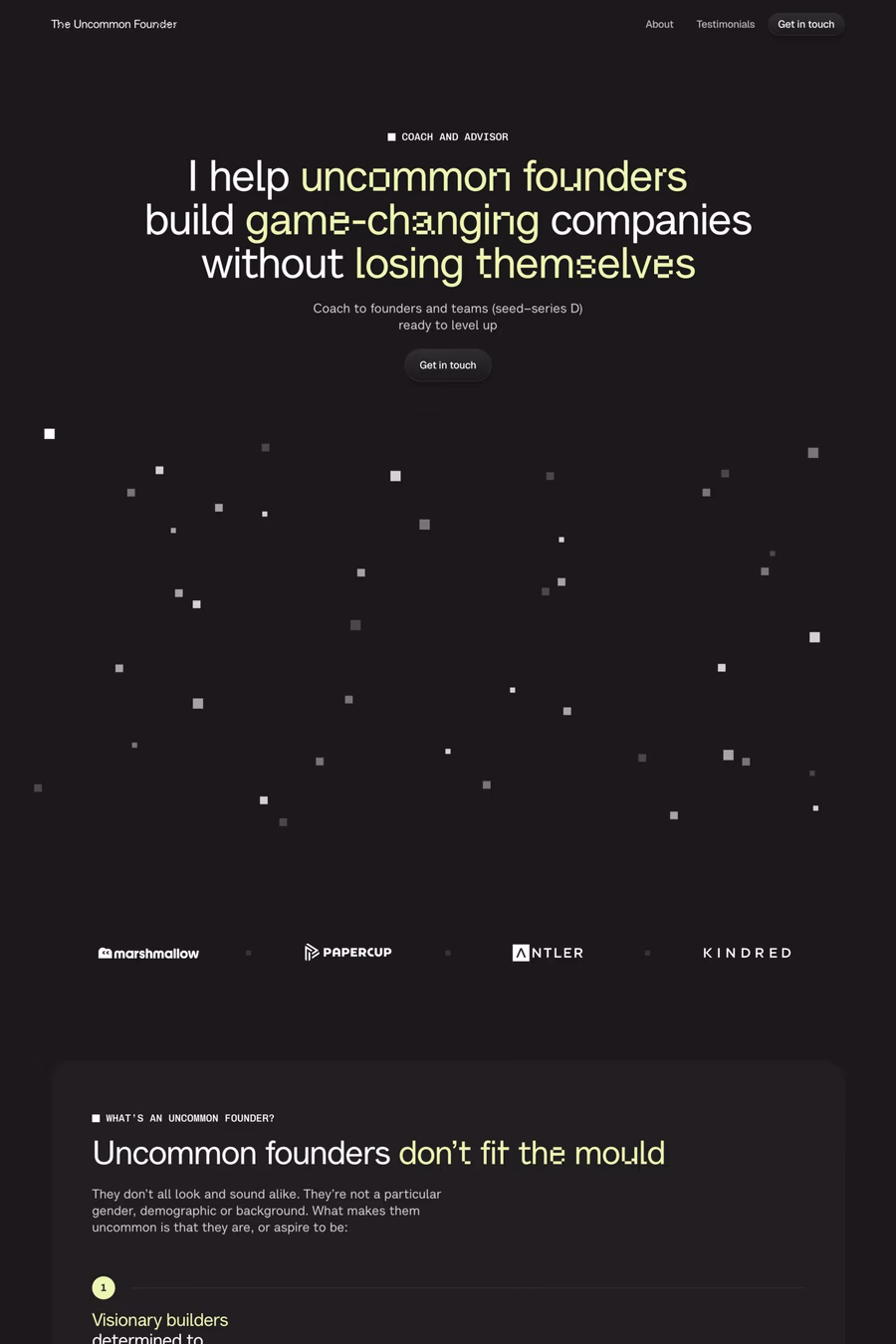 The Uncommon Founder website screenshot