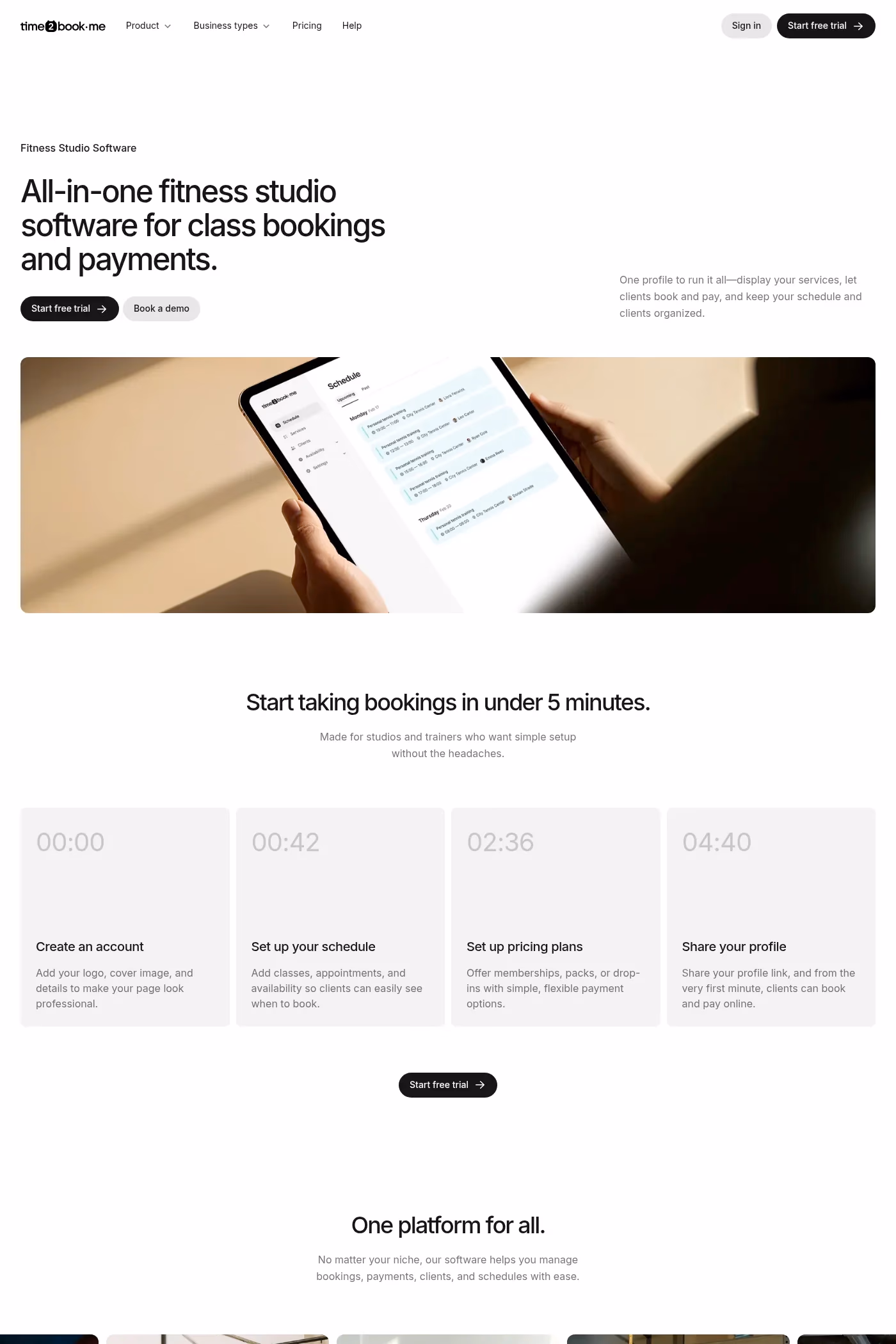 time2book·me website screenshot