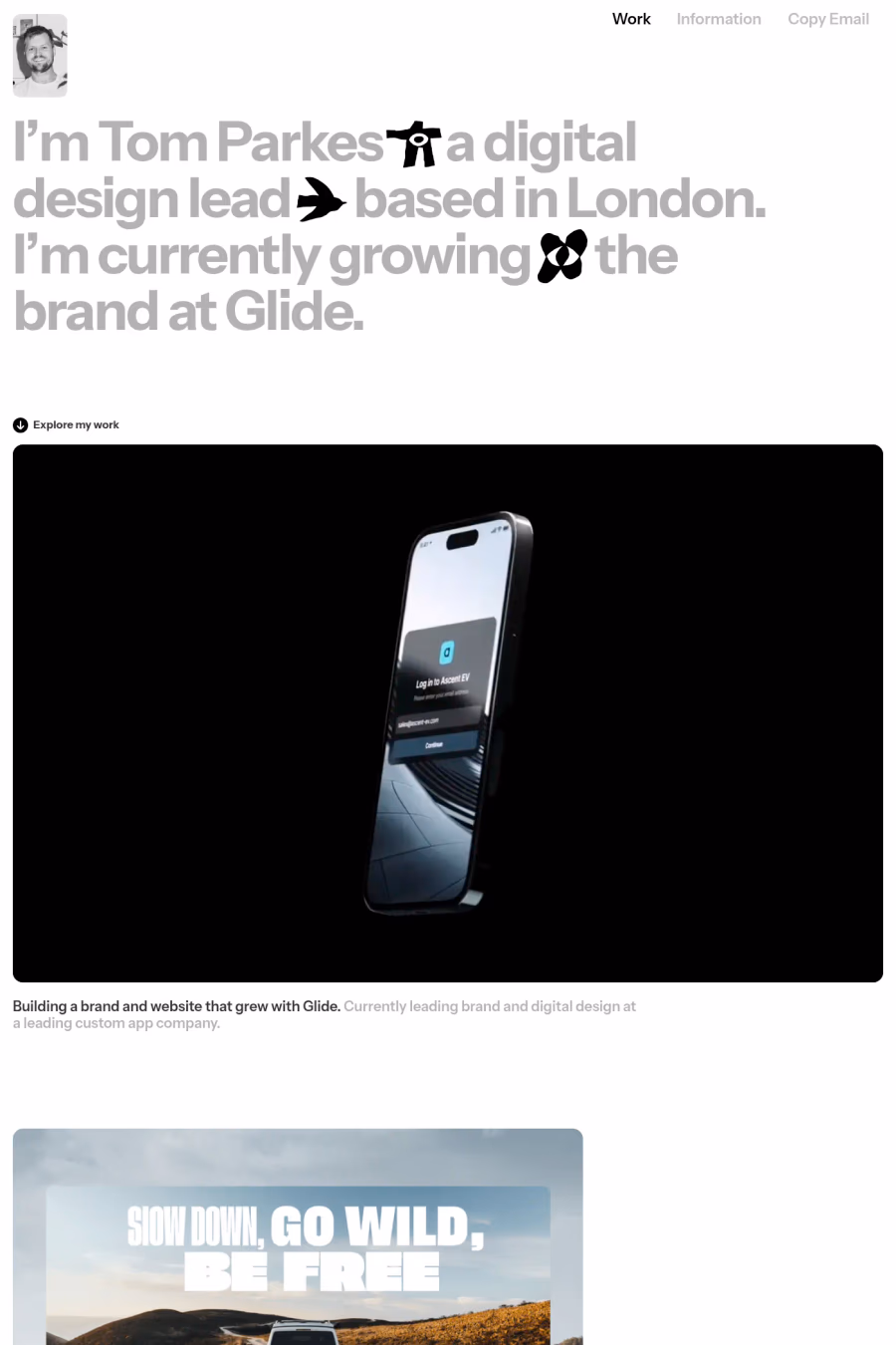 Tom Parkes website screenshot