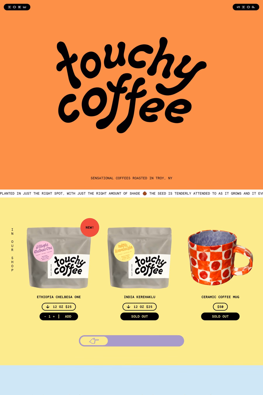 Touchy Coffee website screenshot