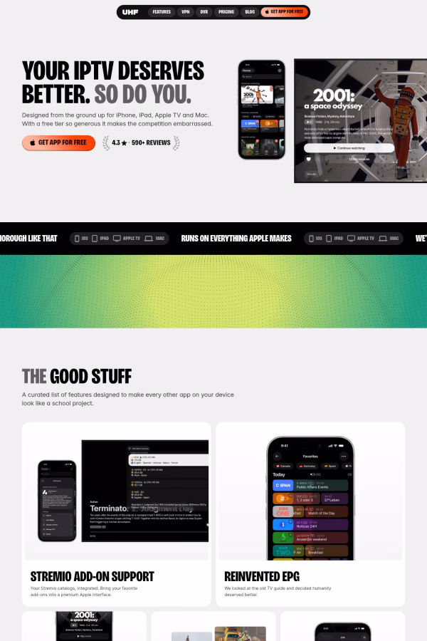UHF website screenshot