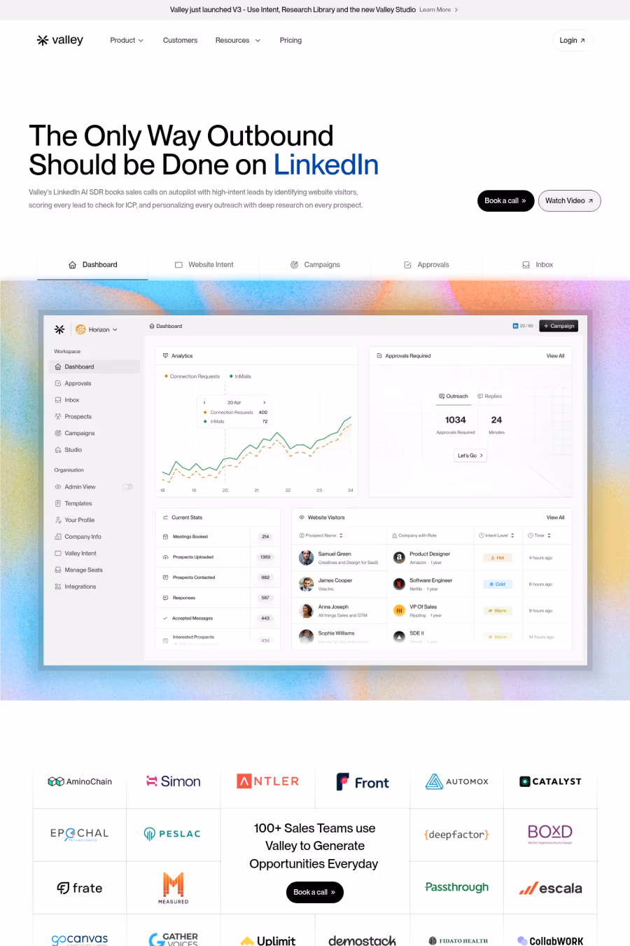 Valley website screenshot