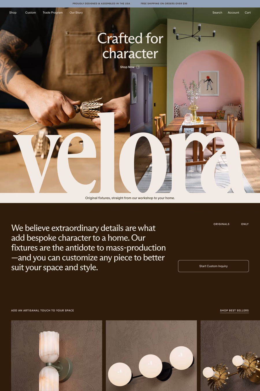 Velora Home website screenshot