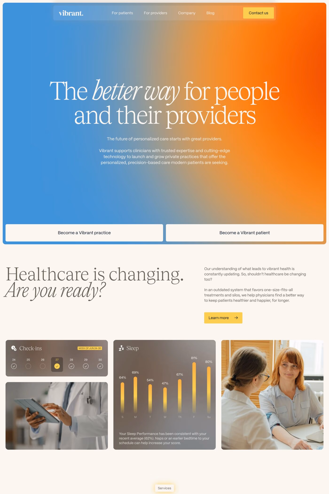 Vibrant website screenshot