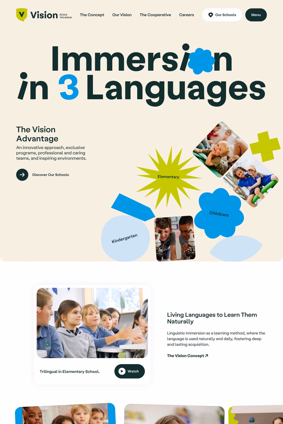 Vision Trilingual School website screenshot