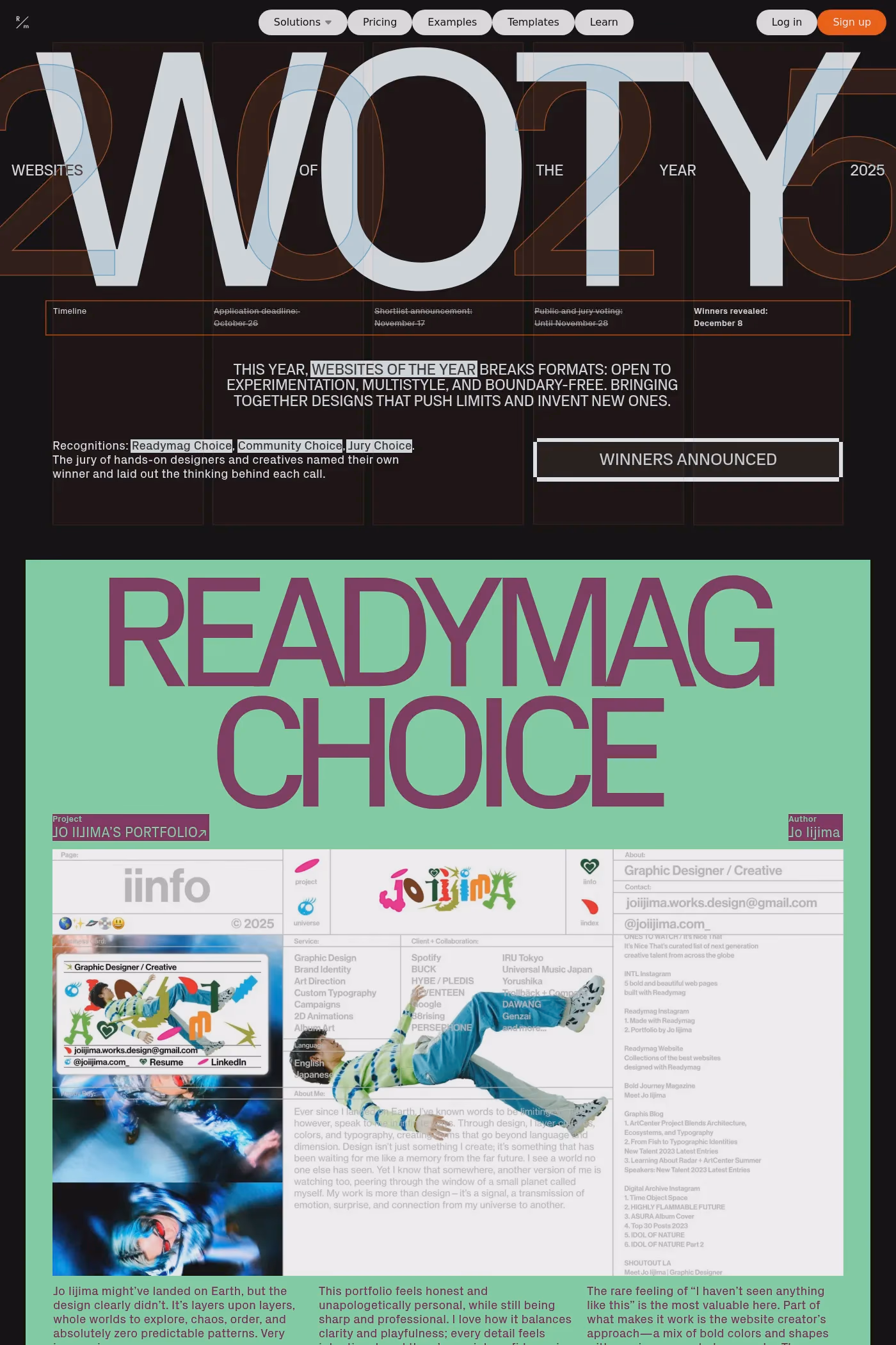 Websites of the Year website screenshot