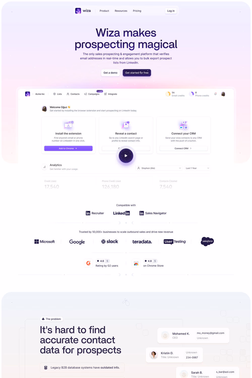 Wiza website screenshot